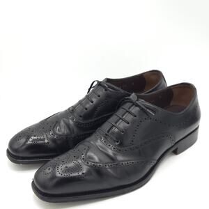 Salvatore Ferragamo Men's Poveda Tramezza Black Leather Wingtip dress size 11